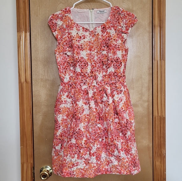 Madewell Orange Watercolor Lacebloom Dress - Picture 1 of 6